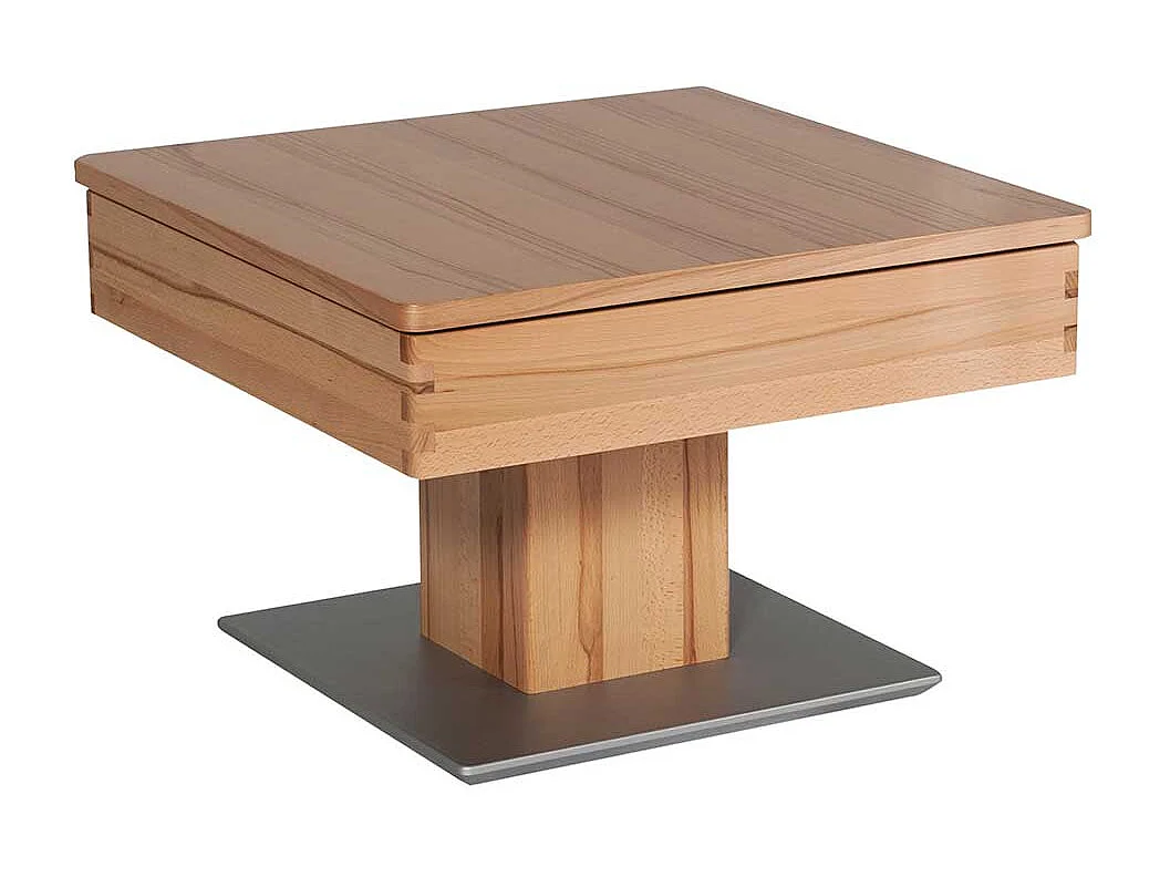 Couchtisch in Kernbuchefarben und Silber Körperdruck verstellbar