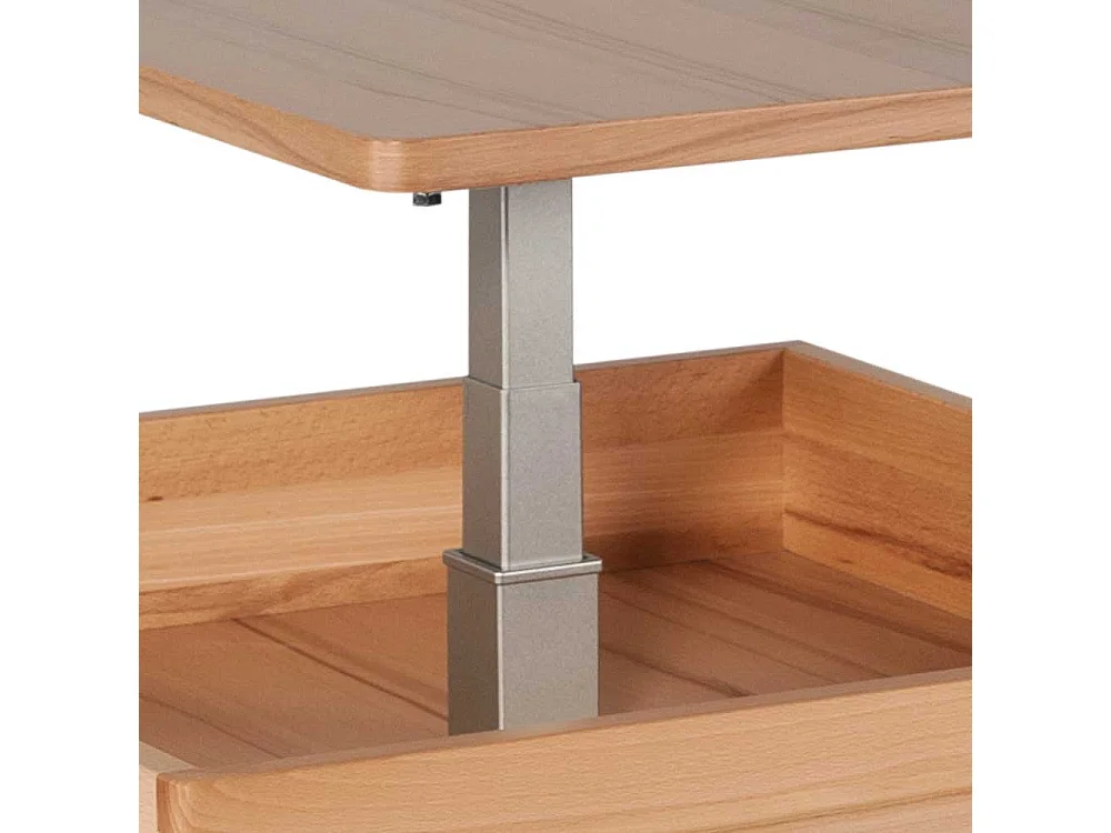 Couchtisch in Kernbuchefarben und Silber Körperdruck verstellbar