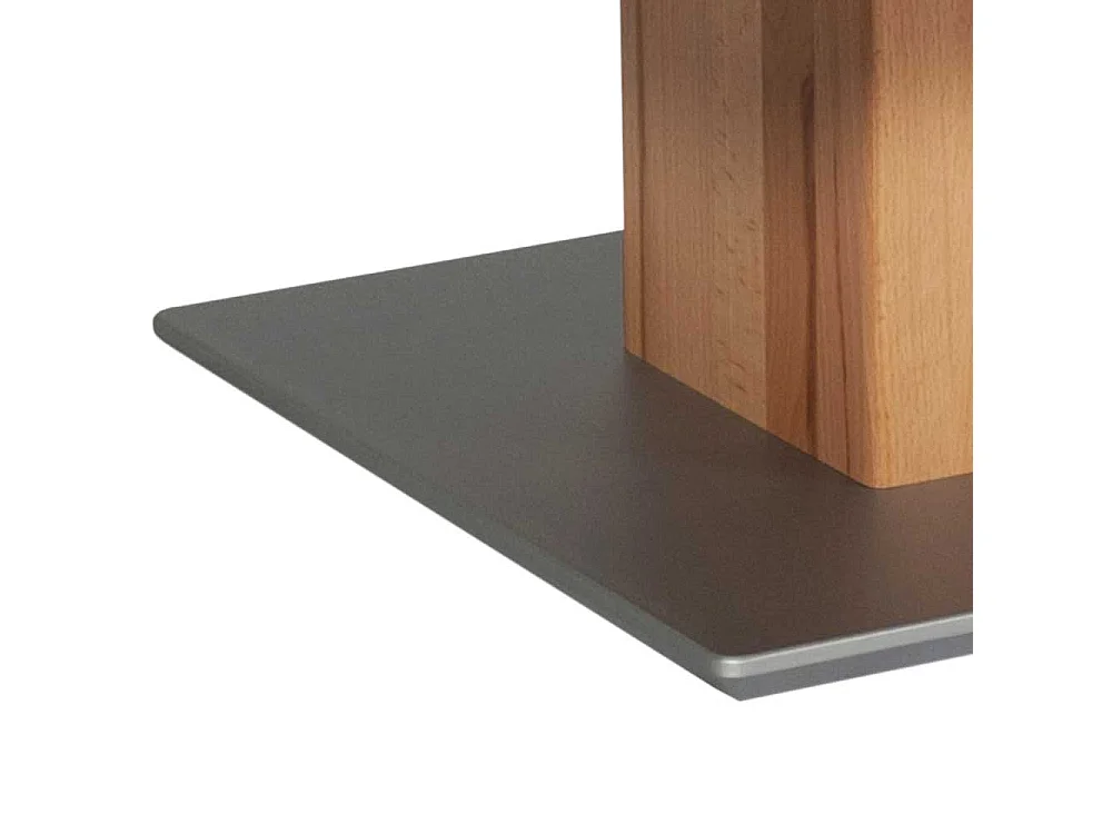 Couchtisch in Kernbuchefarben und Silber Körperdruck verstellbar