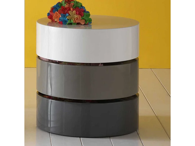 Design Couchtisch in Grau Weiß Hochglanz schwenkbar