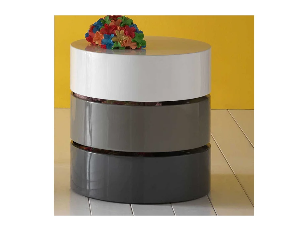 Design Couchtisch in Grau Weiß Hochglanz schwenkbar