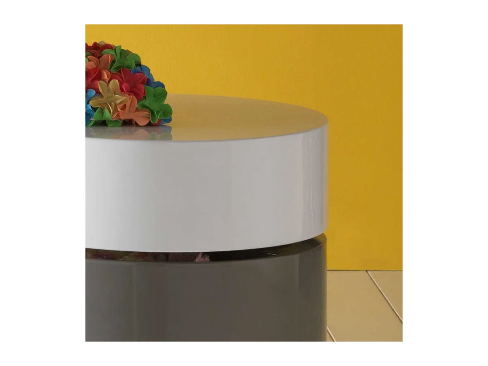 Design Couchtisch in Grau Weiß Hochglanz schwenkbar