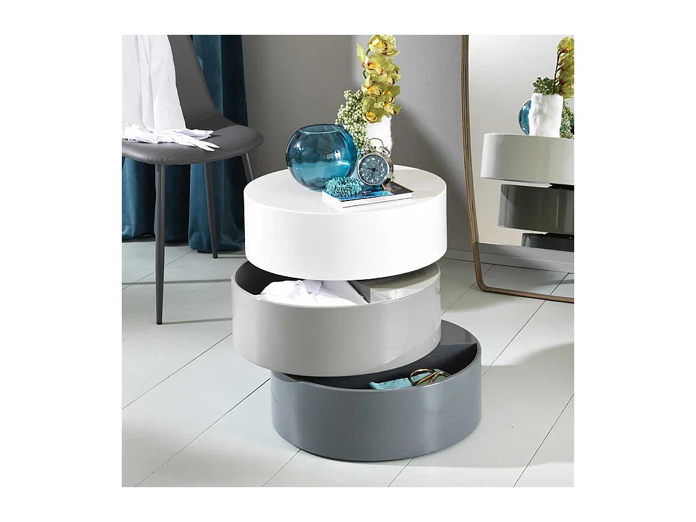 Design Couchtisch in Grau Weiß Hochglanz schwenkbar