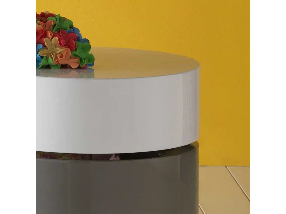 Design Couchtisch in Grau Weiß Hochglanz schwenkbar