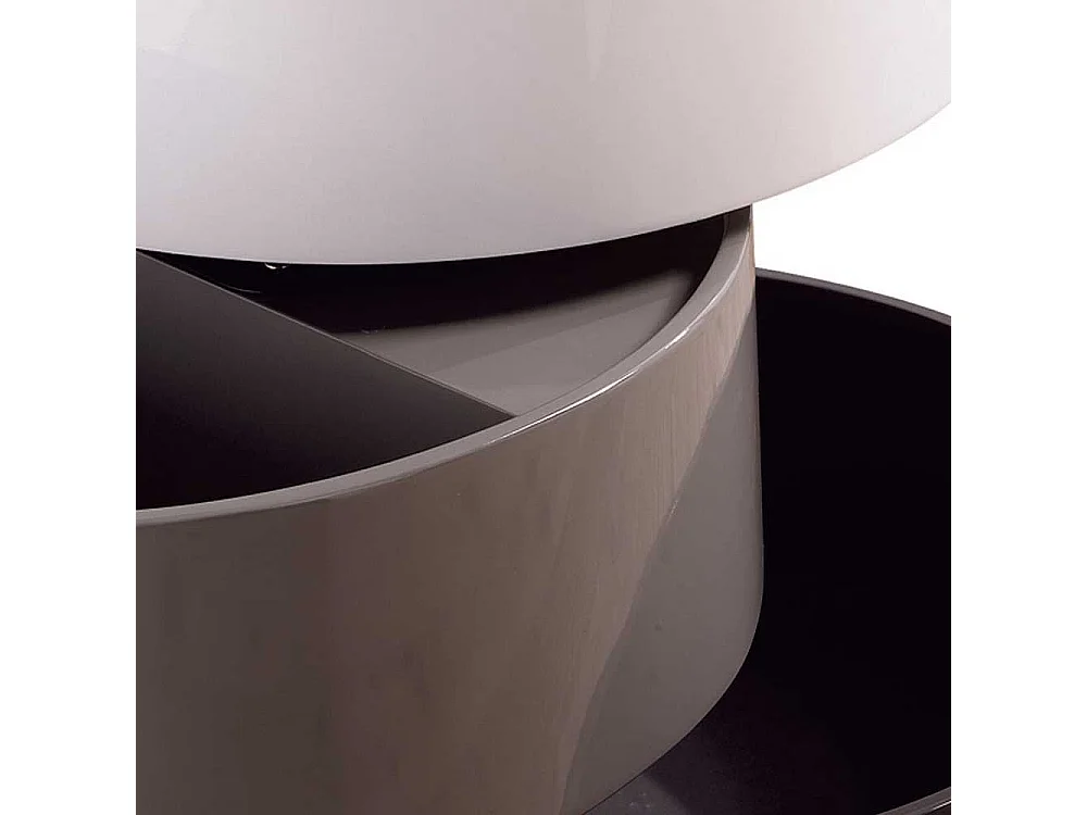 Design Couchtisch in Grau Weiß Hochglanz schwenkbar