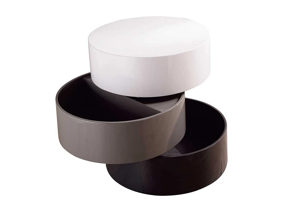 Design Couchtisch in Grau Weiß Hochglanz schwenkbar