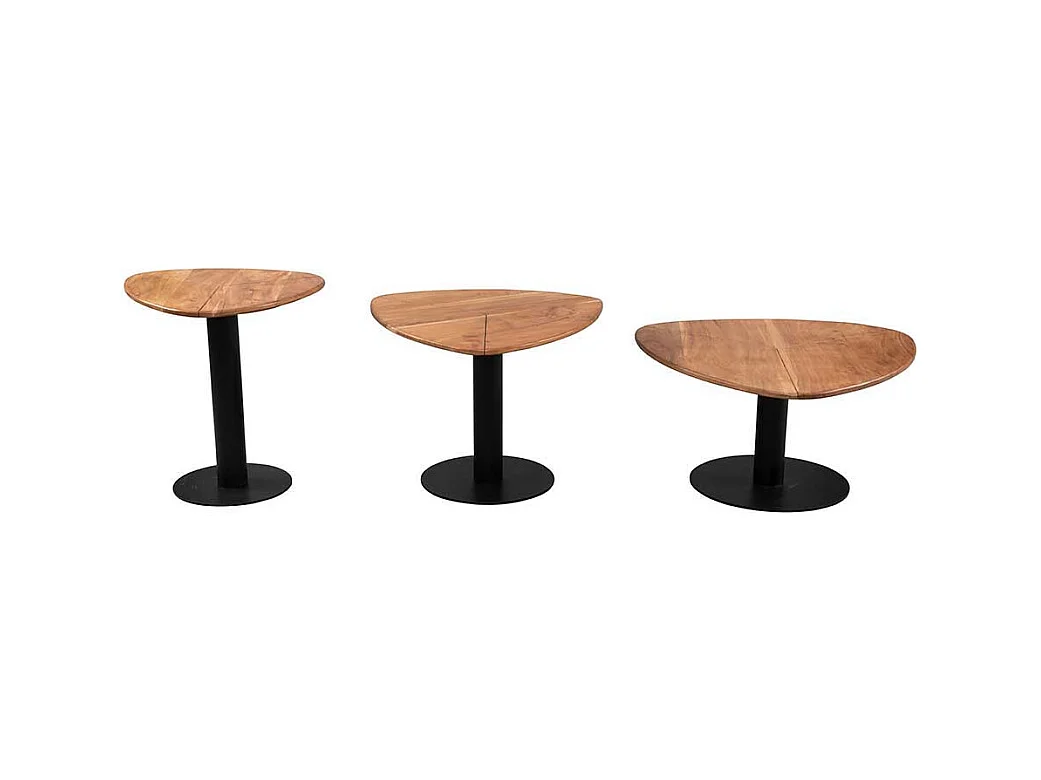 Couchtisch Holztisch massiv in Schwarz und Akaziefarben