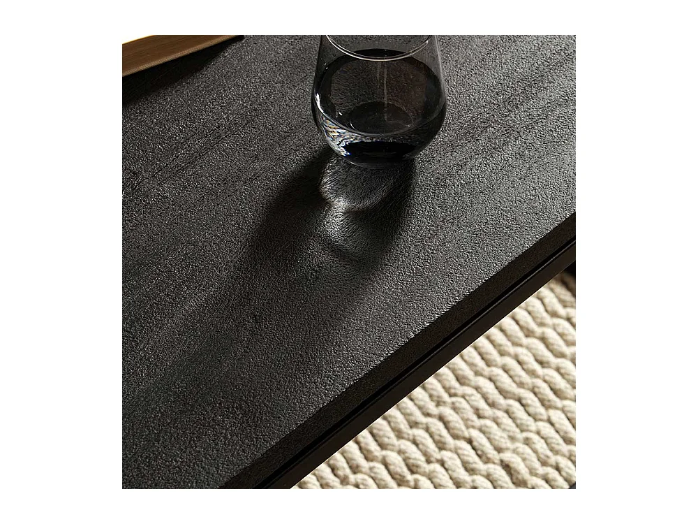 Couchtisch Sofatisch in Schwarz aus Metall und Holz