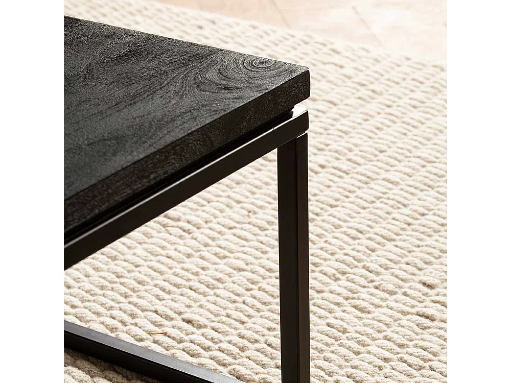 Couchtisch Sofatisch in Schwarz aus Metall und Holz