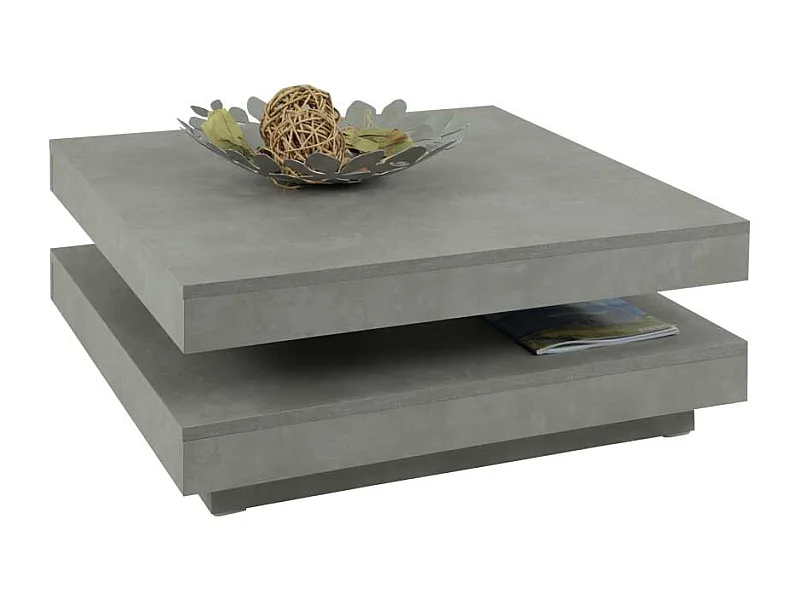 Wohnzimmer Couchtisch mit drehbarer Tischplatte Beton Grau