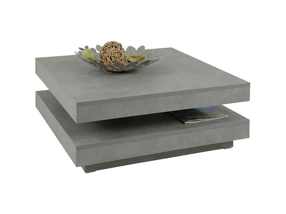 Wohnzimmer Couchtisch mit drehbarer Tischplatte Beton Grau