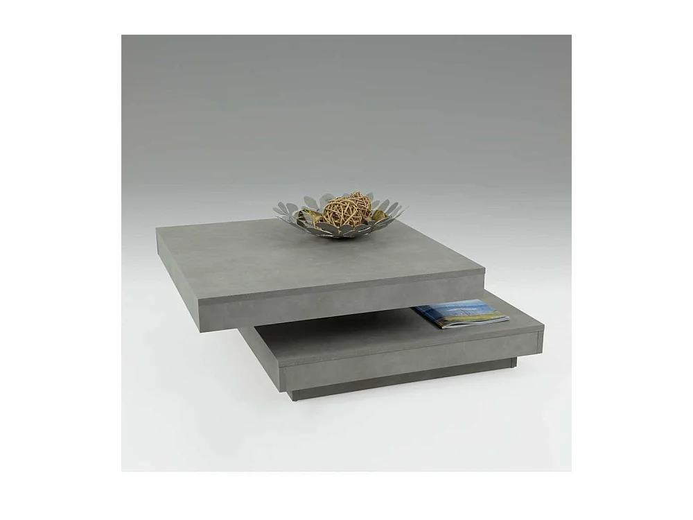 Wohnzimmer Couchtisch mit drehbarer Tischplatte Beton Grau