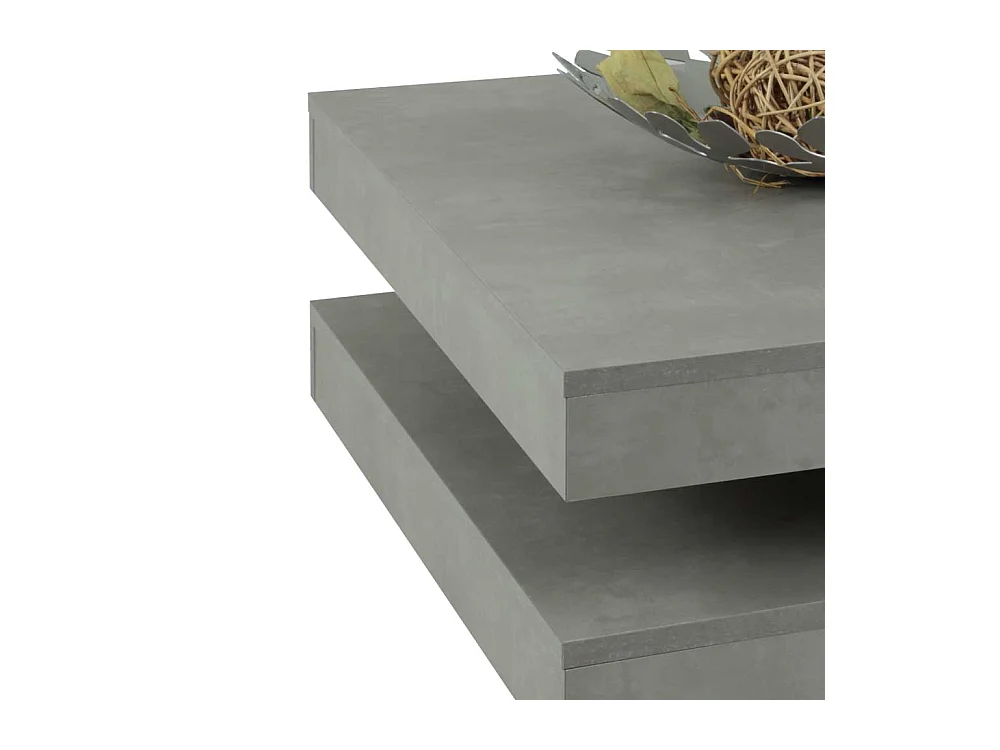 Wohnzimmer Couchtisch mit drehbarer Tischplatte Beton Grau