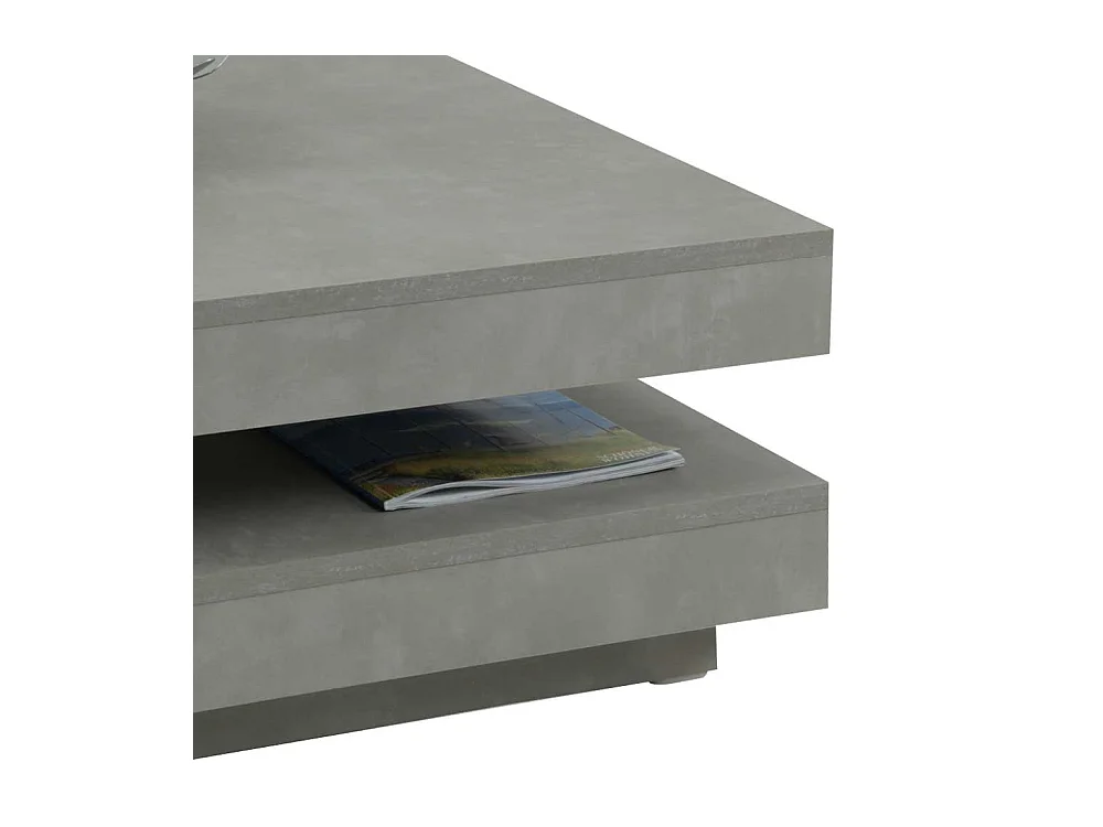 Wohnzimmer Couchtisch mit drehbarer Tischplatte Beton Grau