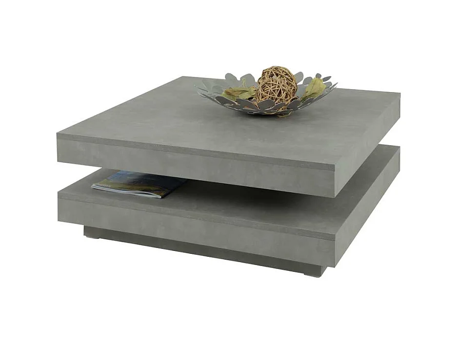 Wohnzimmer Couchtisch mit drehbarer Tischplatte Beton Grau