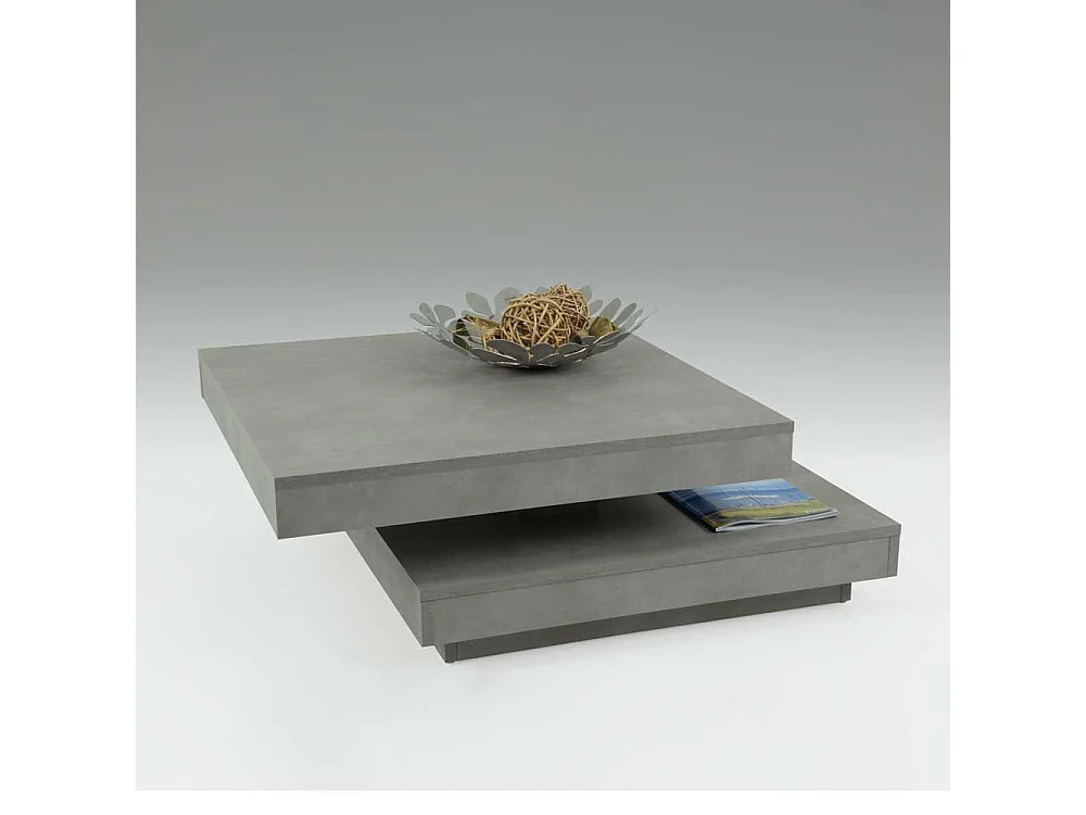 Wohnzimmer Couchtisch mit drehbarer Tischplatte Beton Grau