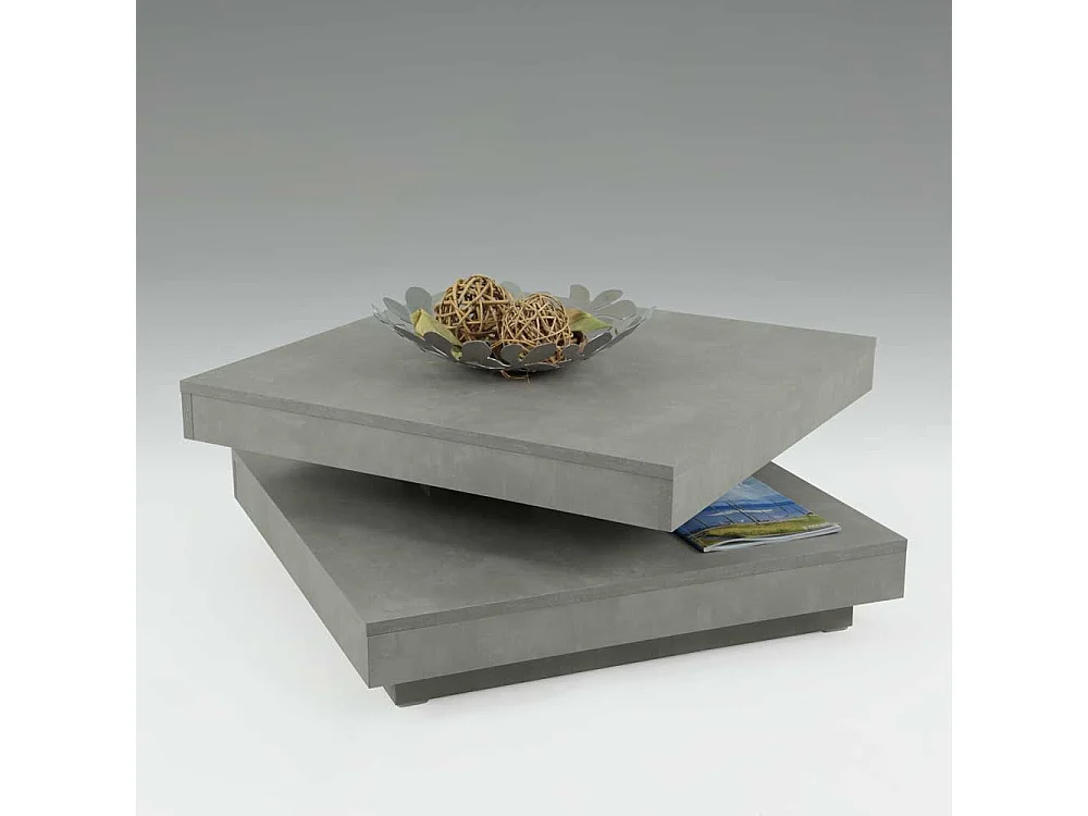 Wohnzimmer Couchtisch mit drehbarer Tischplatte Beton Grau