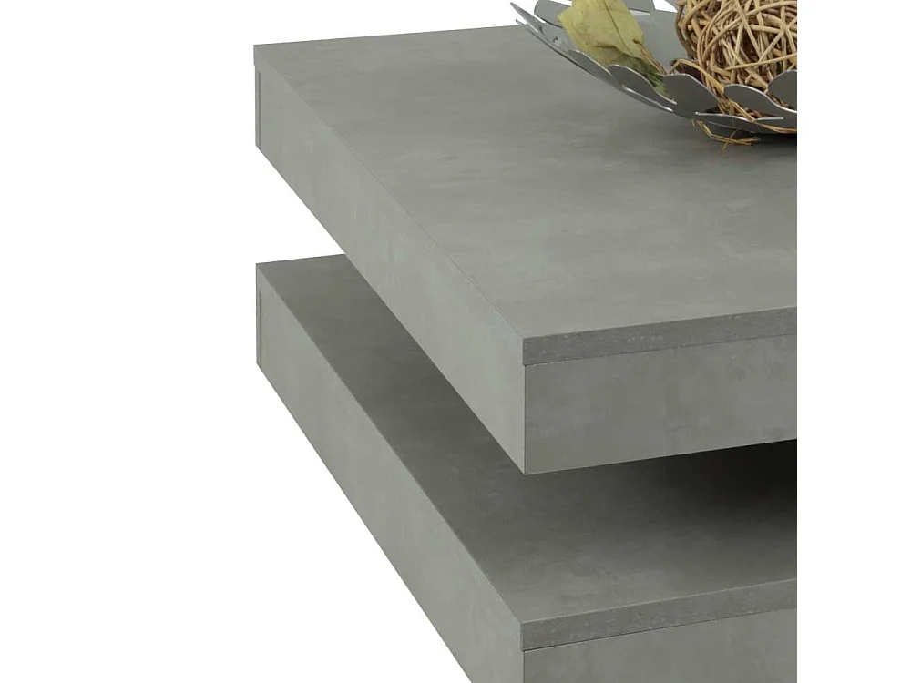 Wohnzimmer Couchtisch mit drehbarer Tischplatte Beton Grau