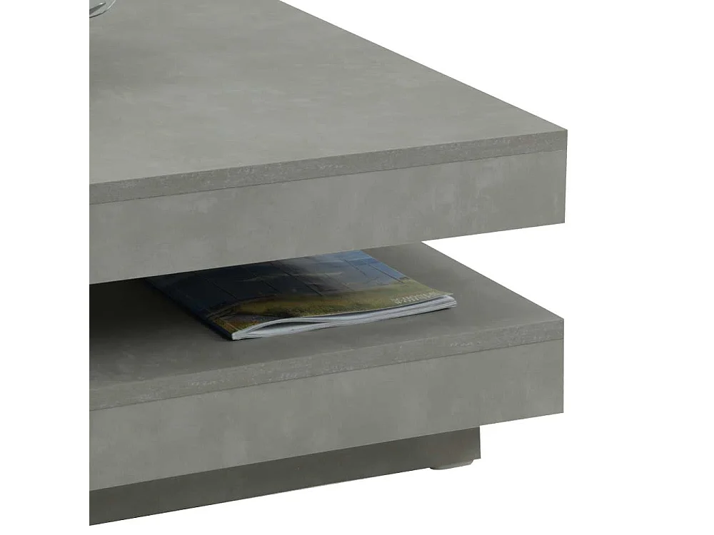 Wohnzimmer Couchtisch mit drehbarer Tischplatte Beton Grau