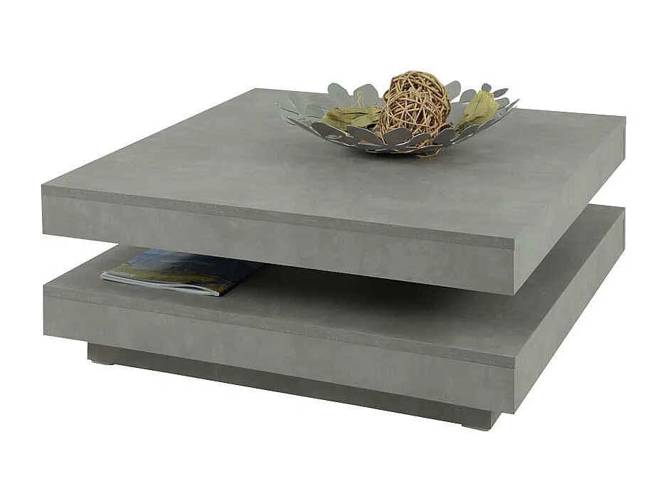Wohnzimmer Couchtisch mit drehbarer Tischplatte Beton Grau