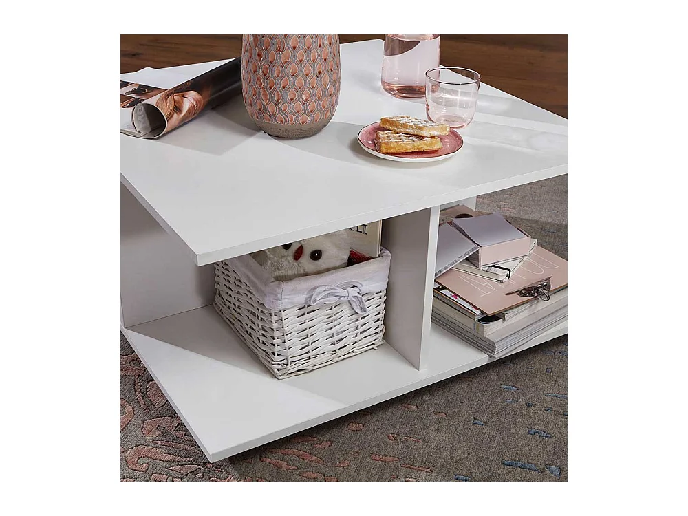 Fahrbarer Couchtisch in Weiß 70 cm breit
