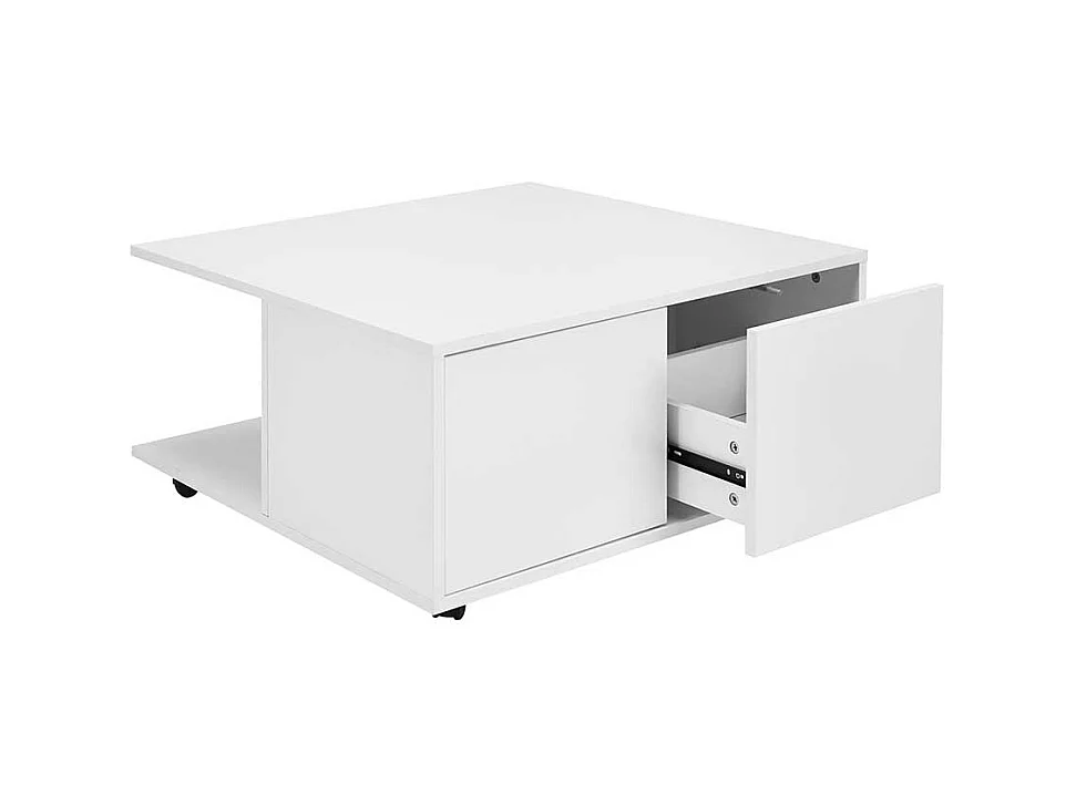 Fahrbarer Couchtisch in Weiß 70 cm breit