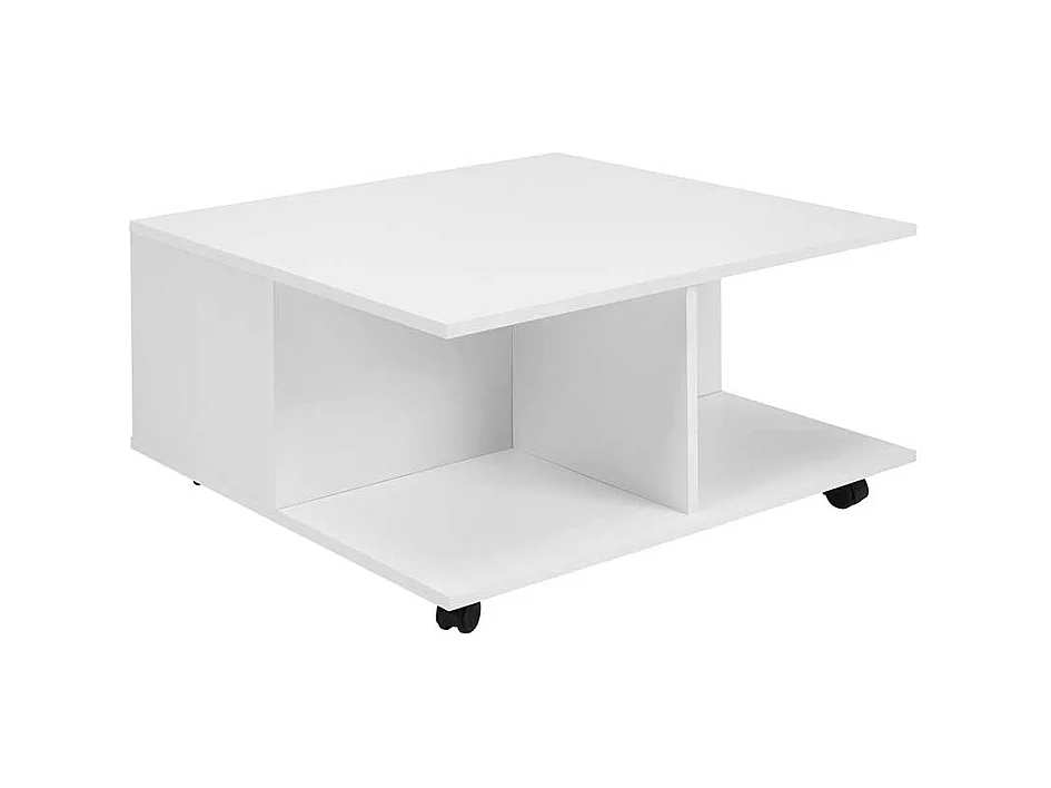 Fahrbarer Couchtisch in Weiß 70 cm breit