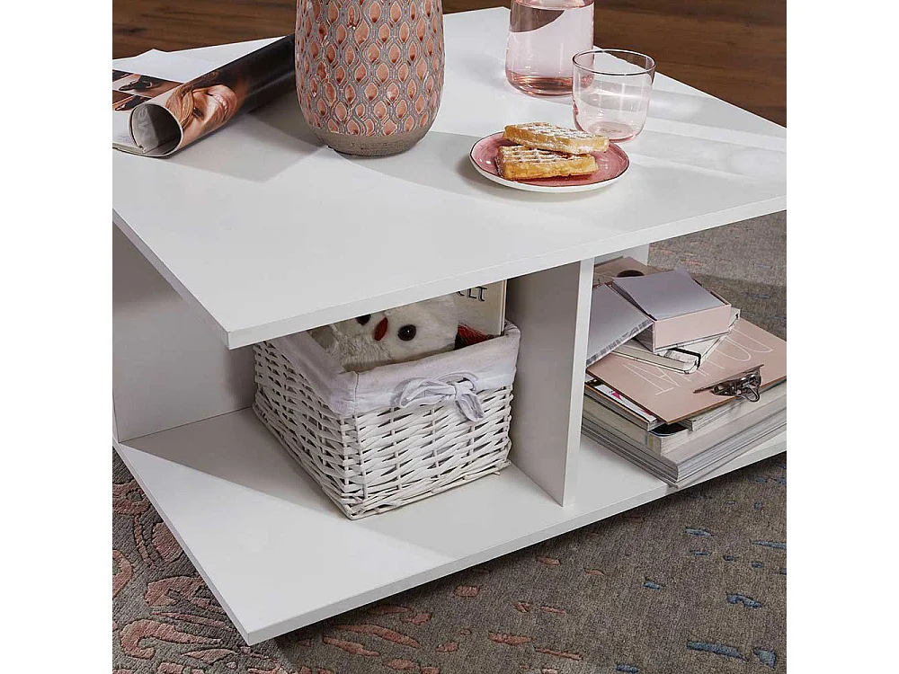 Fahrbarer Couchtisch in Weiß 70 cm breit