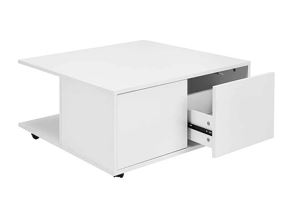 Fahrbarer Couchtisch in Weiß 70 cm breit