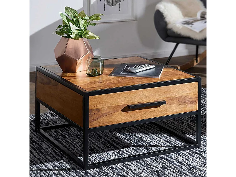 Sofatisch aus Sheesham Massivholz Eisen