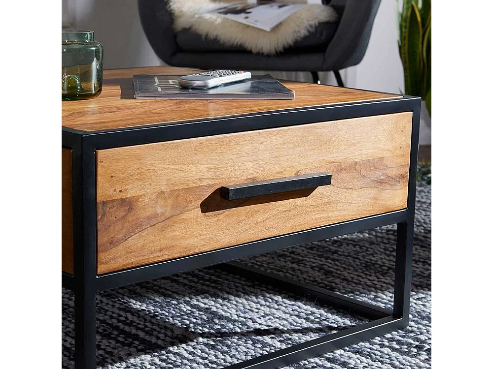 Sofatisch aus Sheesham Massivholz Eisen