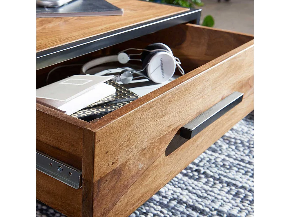 Sofatisch aus Sheesham Massivholz Eisen