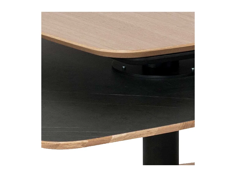 Designercouchtisch in Schwarz und Wildeiche furniert schwenkbarer Tischplatte