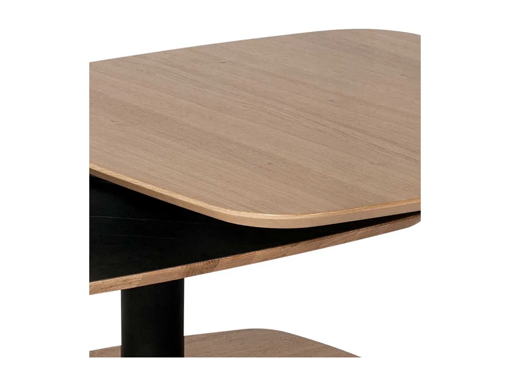 Designercouchtisch in Schwarz und Wildeiche furniert schwenkbarer Tischplatte