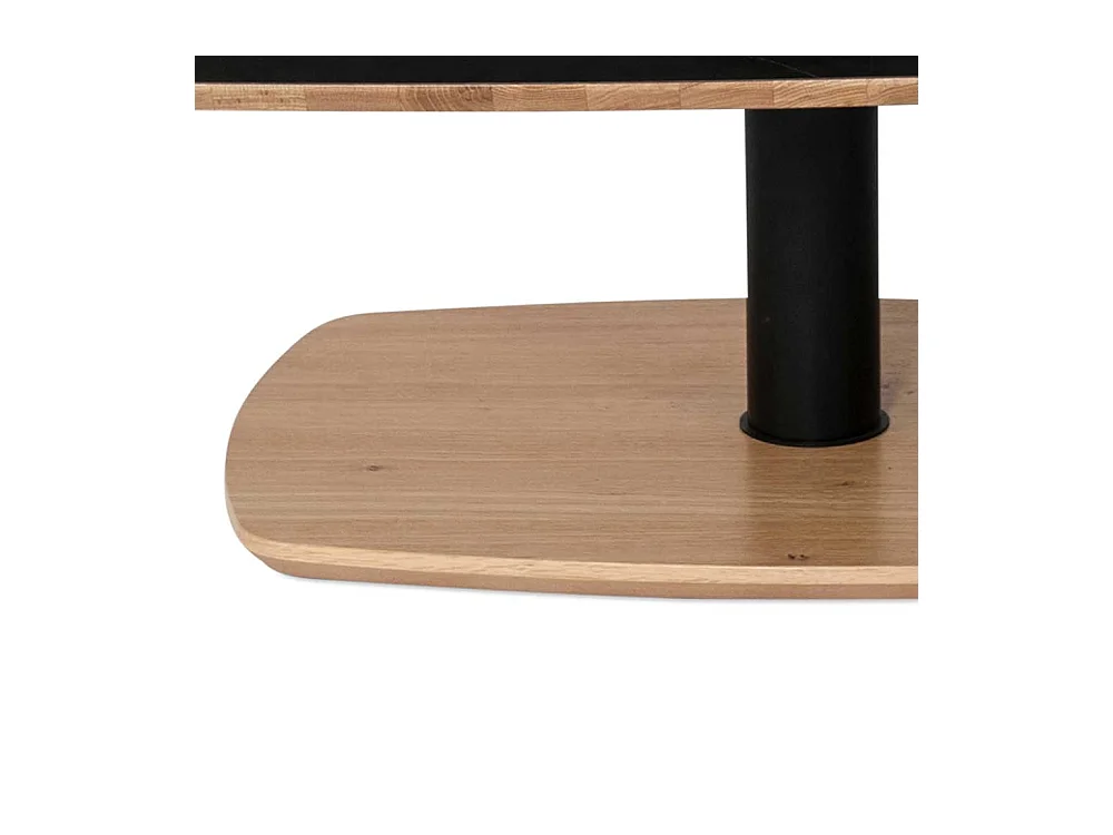 Designercouchtisch in Schwarz und Wildeiche furniert schwenkbarer Tischplatte