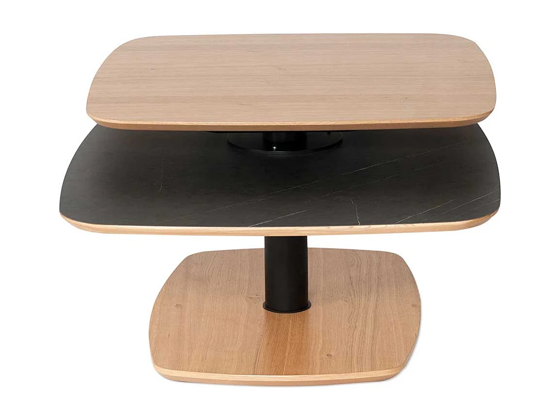 Designercouchtisch in Schwarz und Wildeiche furniert schwenkbarer Tischplatte