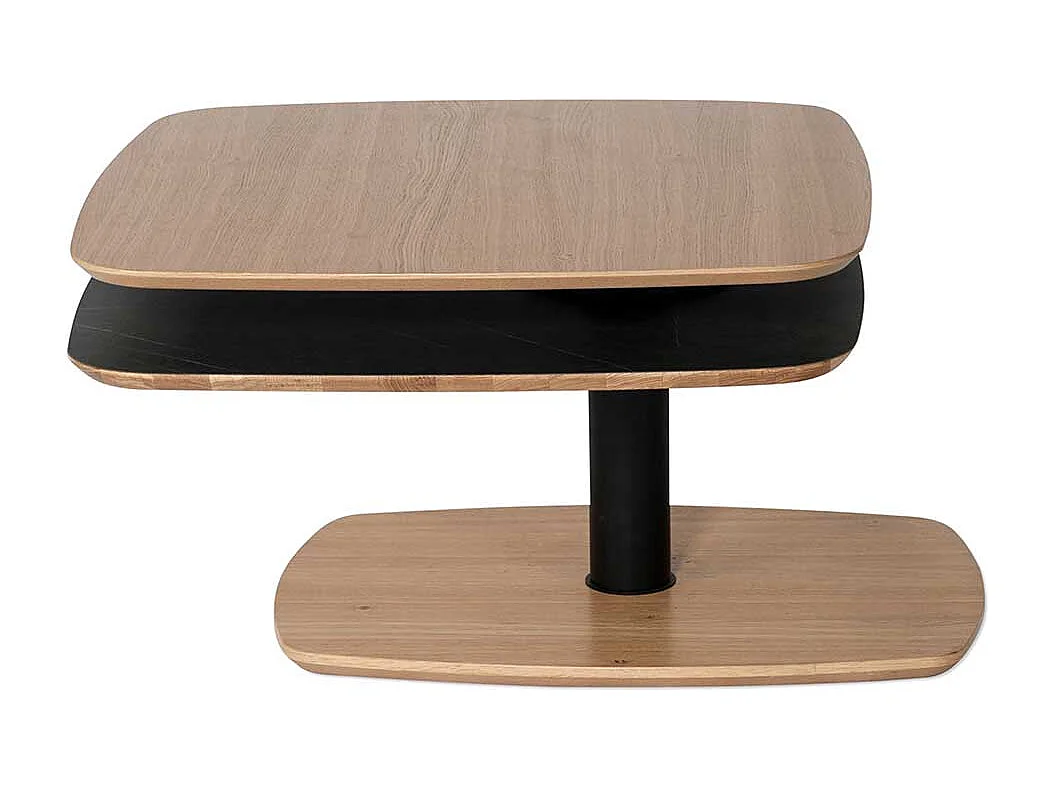 Designercouchtisch in Schwarz und Wildeiche furniert schwenkbarer Tischplatte