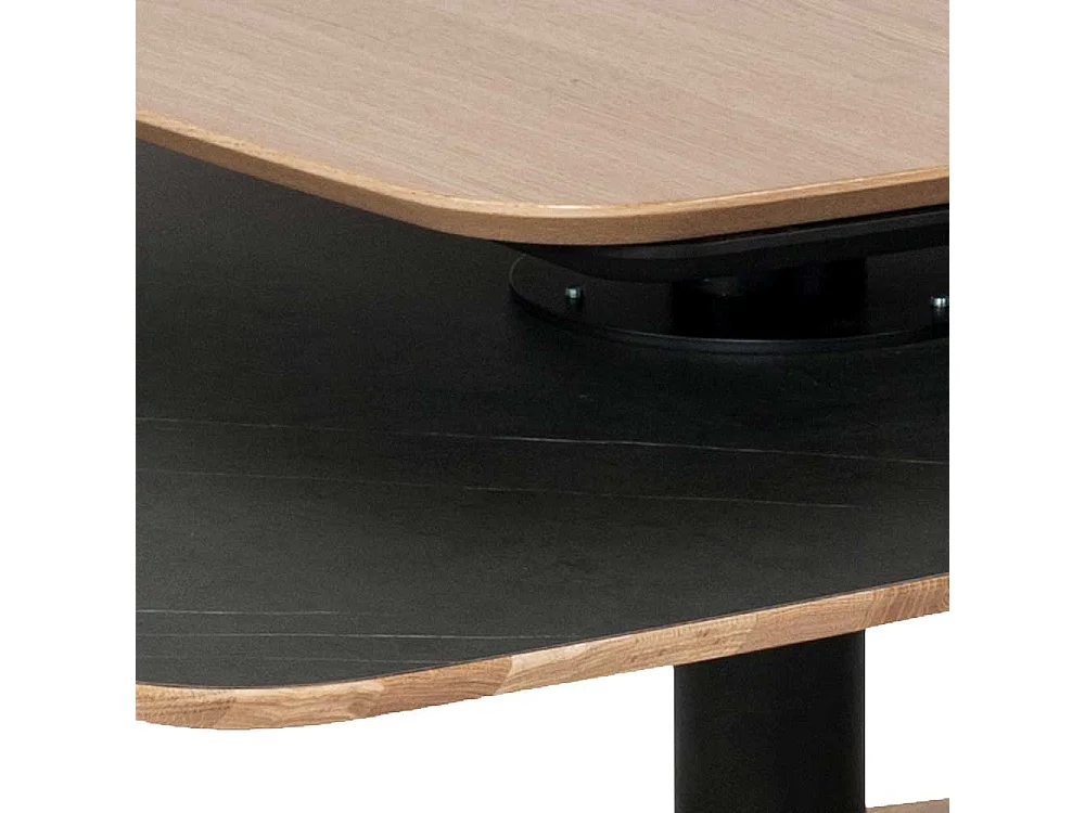 Designercouchtisch in Schwarz und Wildeiche furniert schwenkbarer Tischplatte