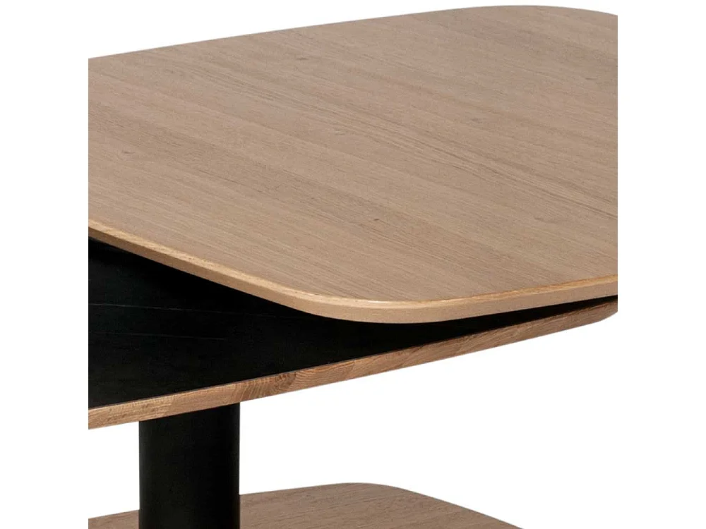 Designercouchtisch in Schwarz und Wildeiche furniert schwenkbarer Tischplatte