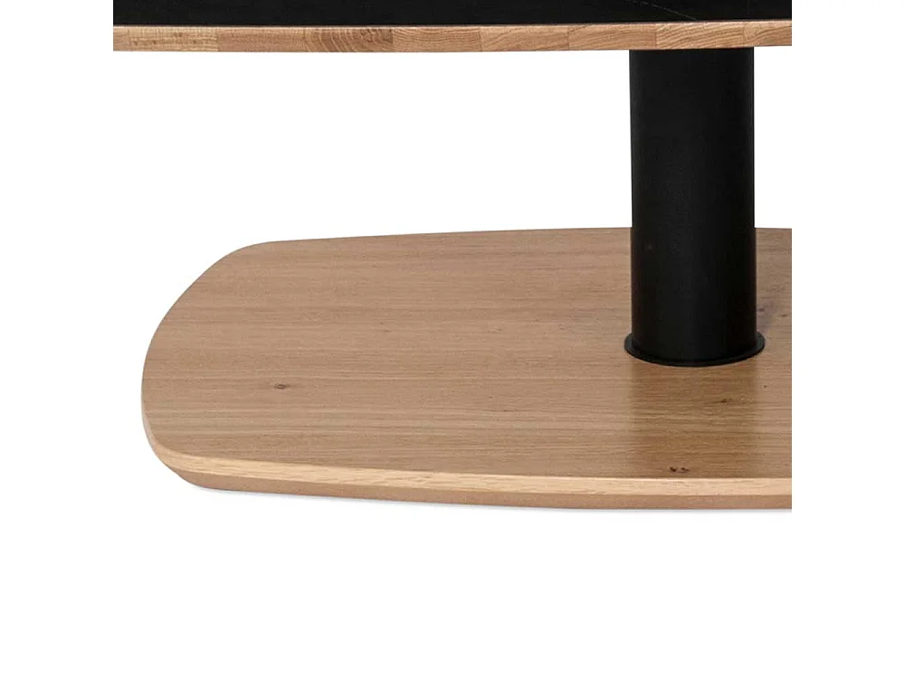 Designercouchtisch in Schwarz und Wildeiche furniert schwenkbarer Tischplatte