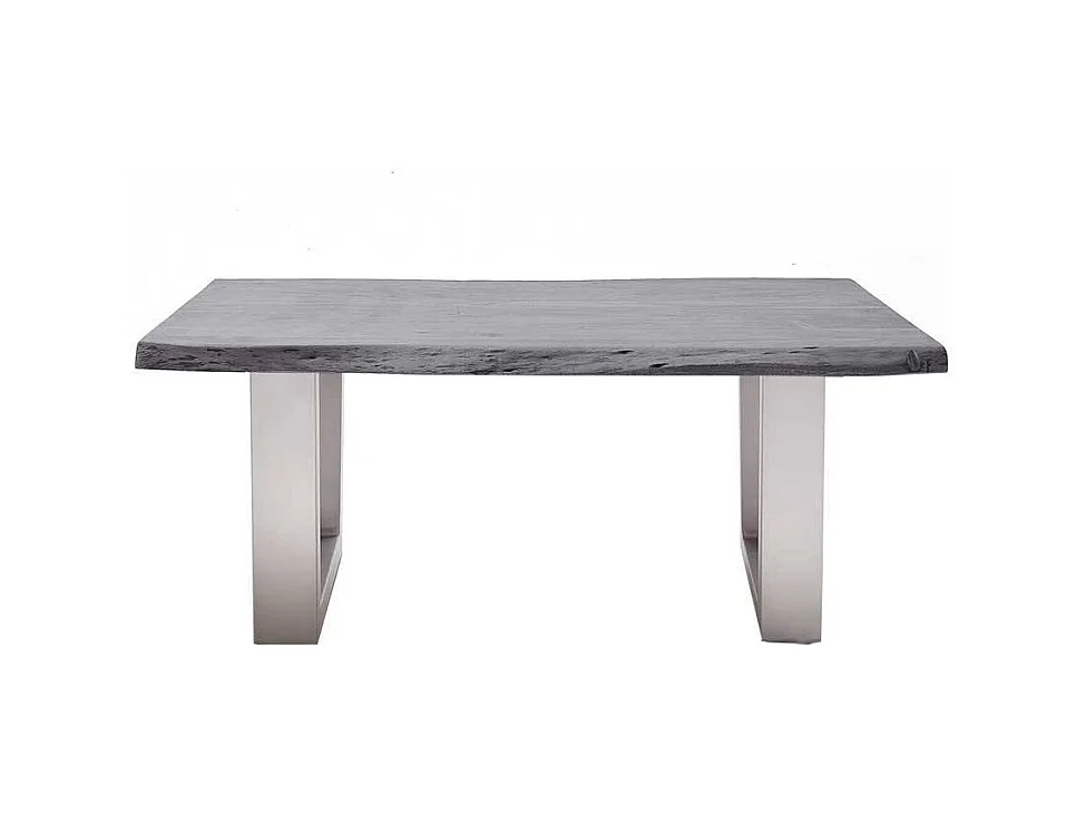 Industrial Couchtisch Akazie massiv grau Silberfarben