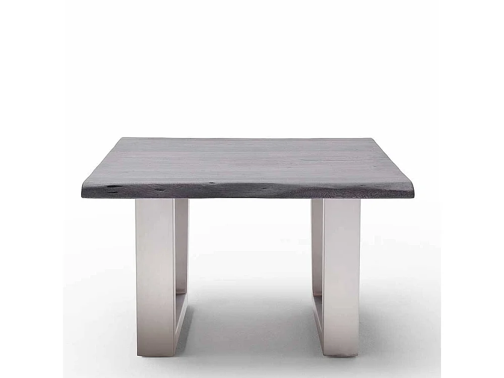 Industrial Couchtisch Akazie massiv grau Silberfarben