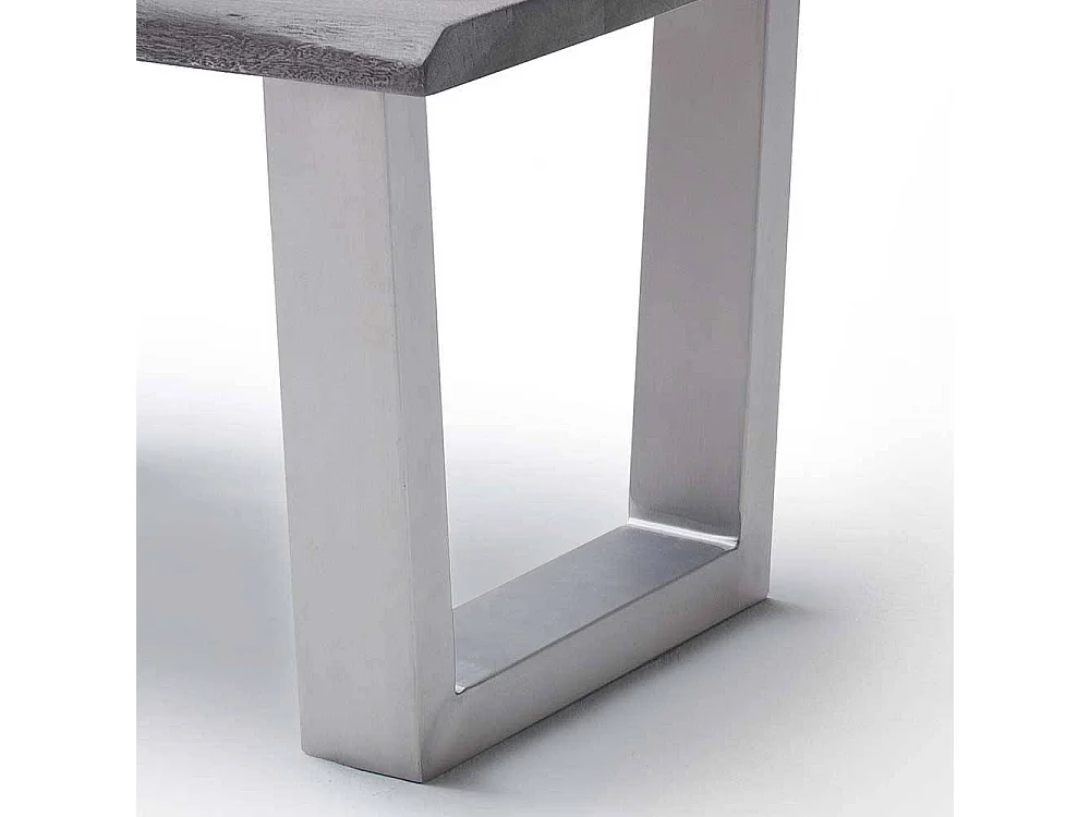 Industrial Couchtisch Akazie massiv grau Silberfarben