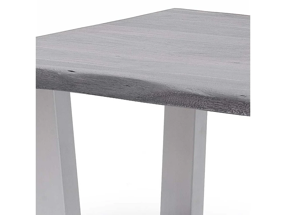 Industrial Couchtisch Akazie massiv grau Silberfarben