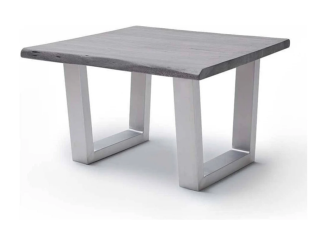 Industrial Couchtisch Akazie massiv grau Silberfarben