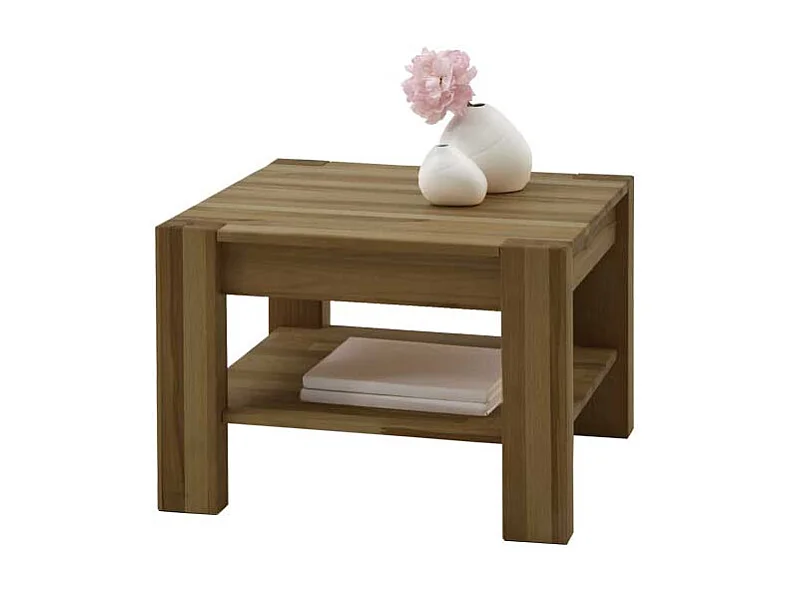 Wohnzimmer Couchtisch aus Wildeiche massiv Ablage