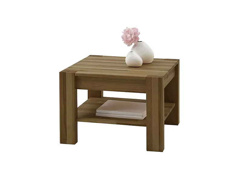 Wohnzimmer Couchtisch aus Wildeiche massiv Ablage