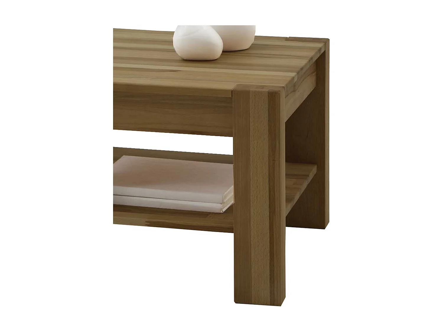 Wohnzimmer Couchtisch aus Wildeiche massiv Ablage