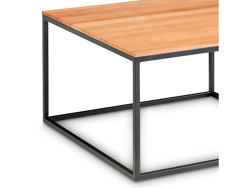 Wohnzimmertisch aus Kernbuche Massivholz und Metall modern