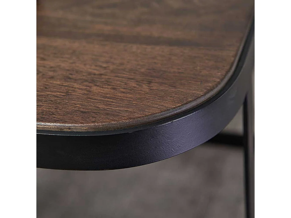 Designcouchtische in Dunkelbraun und Schwarz Massivholz und Metall (zweiteilig)